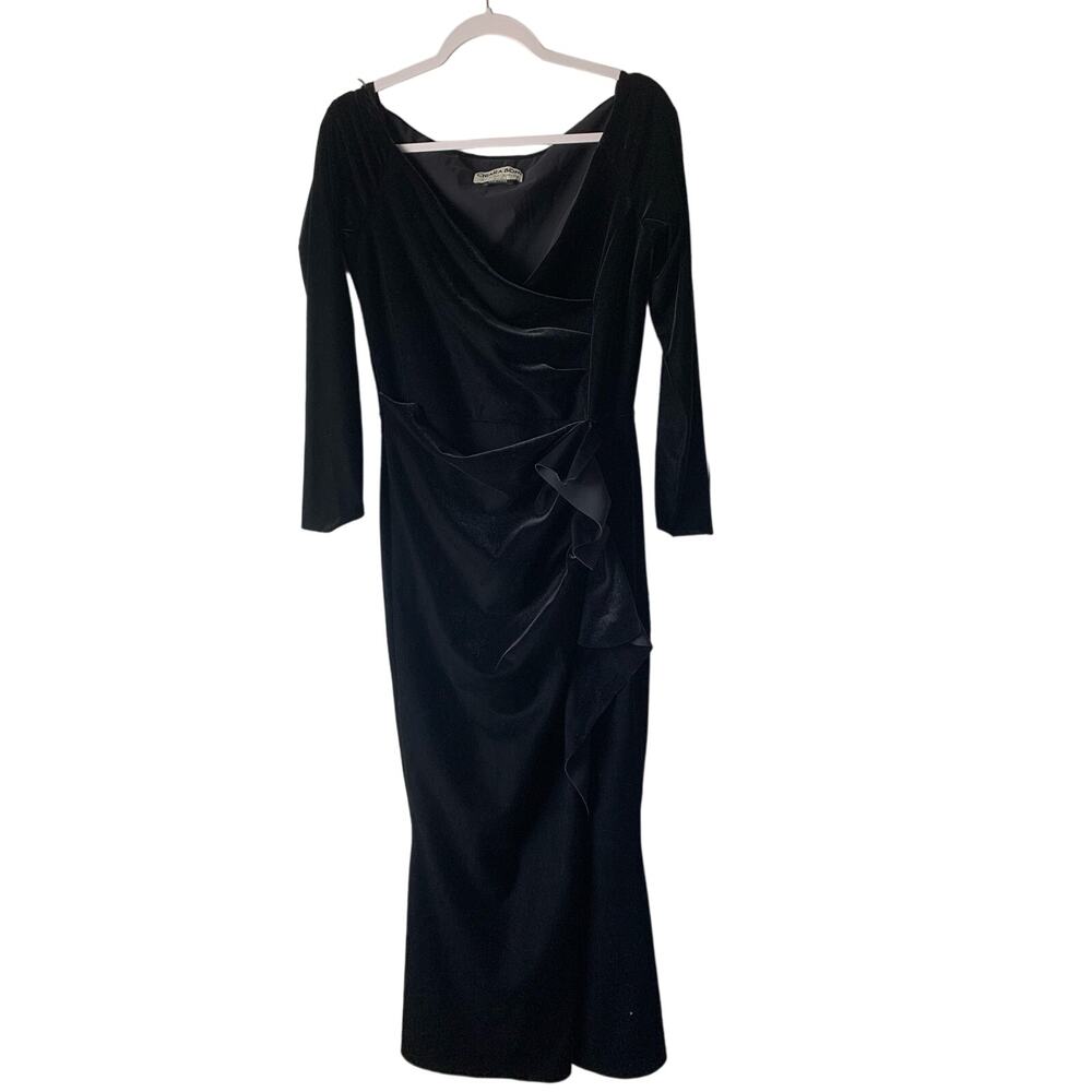 Chiara Boni Silveria Gown Black Velvet Maxi Dress, La Petite Robe, size 10 - Picture 3 of 7